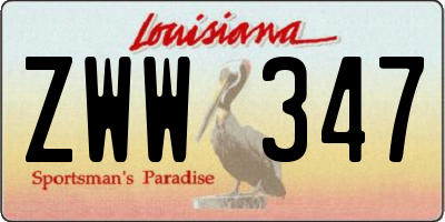 LA license plate ZWW347