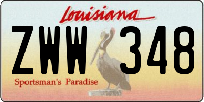 LA license plate ZWW348