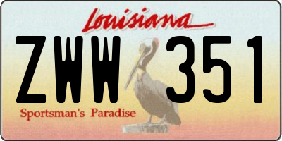 LA license plate ZWW351