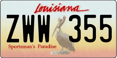 LA license plate ZWW355