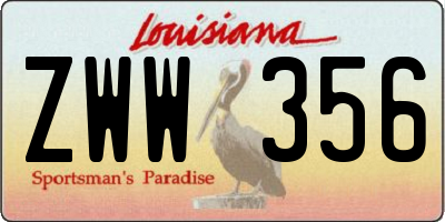 LA license plate ZWW356