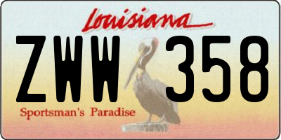 LA license plate ZWW358