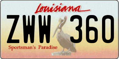 LA license plate ZWW360