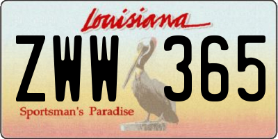 LA license plate ZWW365