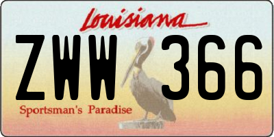 LA license plate ZWW366