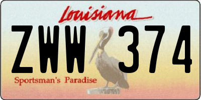 LA license plate ZWW374