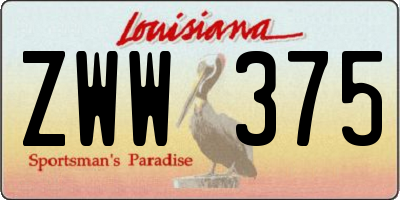 LA license plate ZWW375