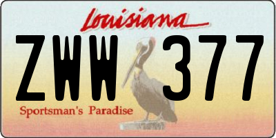 LA license plate ZWW377