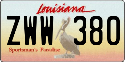 LA license plate ZWW380