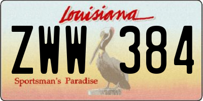 LA license plate ZWW384
