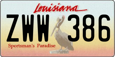 LA license plate ZWW386