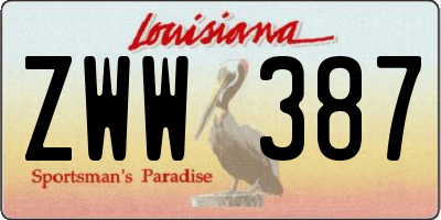 LA license plate ZWW387