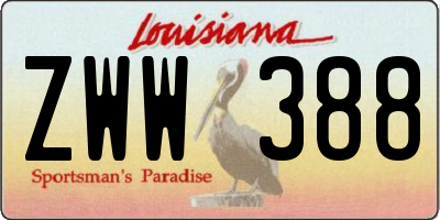 LA license plate ZWW388