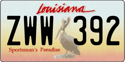 LA license plate ZWW392