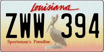 LA license plate ZWW394