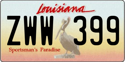 LA license plate ZWW399