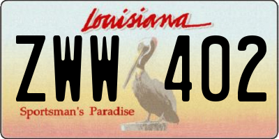 LA license plate ZWW402