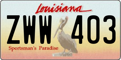 LA license plate ZWW403