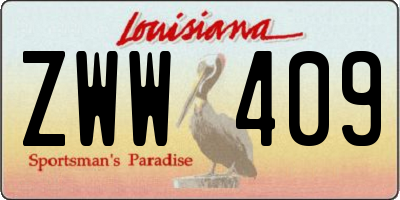 LA license plate ZWW409