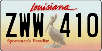 LA license plate ZWW410