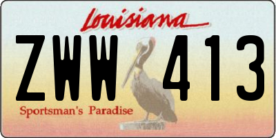 LA license plate ZWW413