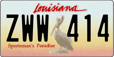 LA license plate ZWW414