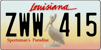 LA license plate ZWW415