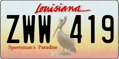 LA license plate ZWW419