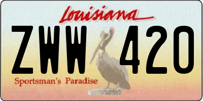 LA license plate ZWW420