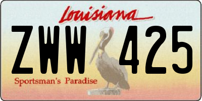 LA license plate ZWW425