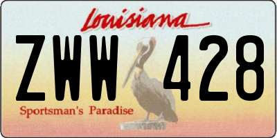 LA license plate ZWW428