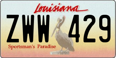 LA license plate ZWW429