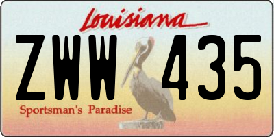 LA license plate ZWW435