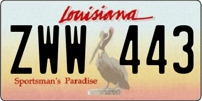 LA license plate ZWW443