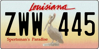 LA license plate ZWW445
