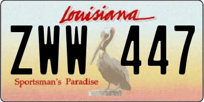 LA license plate ZWW447