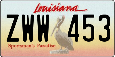 LA license plate ZWW453