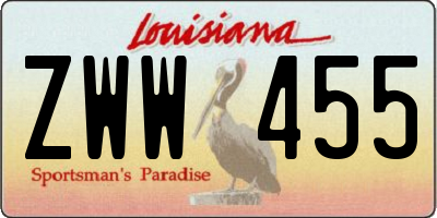 LA license plate ZWW455