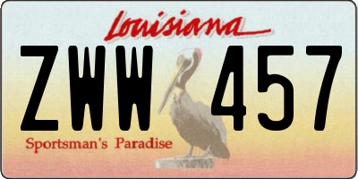 LA license plate ZWW457