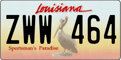 LA license plate ZWW464