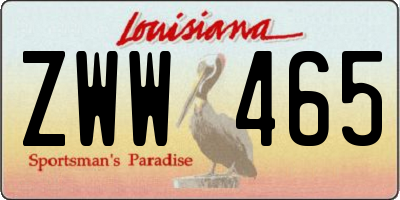 LA license plate ZWW465