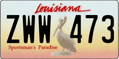 LA license plate ZWW473