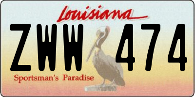 LA license plate ZWW474