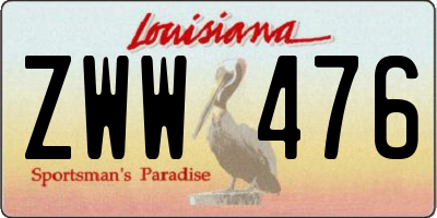 LA license plate ZWW476