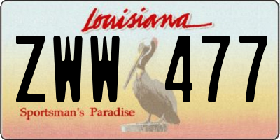LA license plate ZWW477