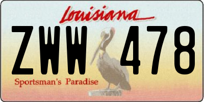 LA license plate ZWW478