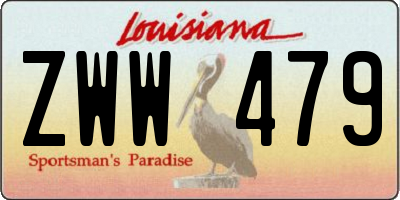 LA license plate ZWW479