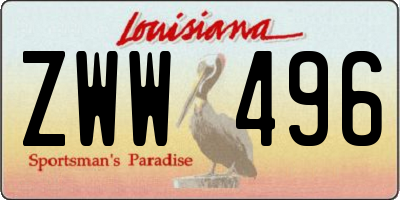 LA license plate ZWW496