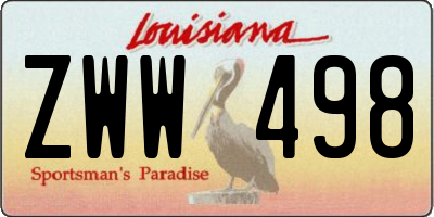 LA license plate ZWW498