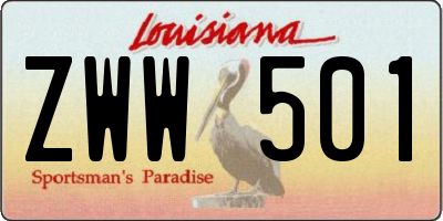 LA license plate ZWW501